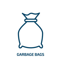 Poster - garbage bags icon from furniture & household collection. Thin linear garbage bags, bag, ecology outline icon isolated on white background. Line vector garbage bags sign, symbol for web and mobile