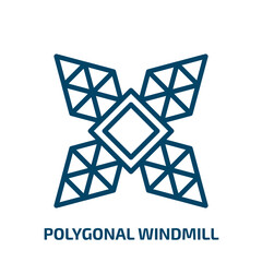 Poster - polygonal windmill icon from geometry collection. Thin linear polygonal windmill, windmill, polygon outline icon isolated on white background. Line vector polygonal windmill sign, symbol for web and