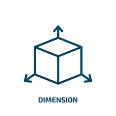 Poster - dimension icon from geometry collection. Thin linear dimension, vector, round outline icon isolated on white background. Line vector dimension sign, symbol for web and mobile