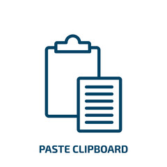 Poster - paste clipboard icon from geometry collection. Thin linear paste clipboard, page, paste outline icon isolated on white background. Line vector paste clipboard sign, symbol for web and mobile