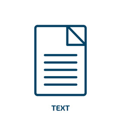 Poster - text icon from geometry collection. Thin linear text, website, new outline icon isolated on white background. Line vector text sign, symbol for web and mobile