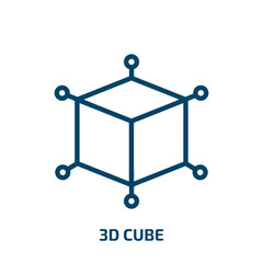 Poster - 3d cube icon from geometry collection. Thin linear 3d cube, cube, square outline icon isolated on white background. Line vector 3d cube sign, symbol for web and mobile