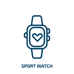 Poster - sport watch icon from gym and fitness collection. Thin linear sport watch, watch, sport outline icon isolated on white background. Line vector sport watch sign, symbol for web and mobile