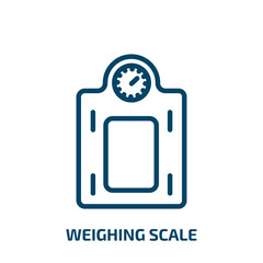 Poster - weighing scale icon from gym and fitness collection. Thin linear weighing scale, scale, measurement outline icon isolated on white background. Line vector weighing scale sign, symbol for web and
