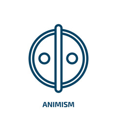 Poster - animism icon from religion collection. Thin linear animism, collection, cartoon outline icon isolated on white background. Line vector animism sign, symbol for web and mobile