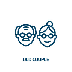 Poster - old couple icon from people collection. Thin linear old couple, couple, old outline icon isolated on white background. Line vector old couple sign, symbol for web and mobile