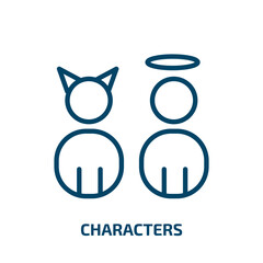 Poster - characters icon from shapes collection. Thin linear characters, character, human outline icon isolated on white background. Line vector characters sign, symbol for web and mobile