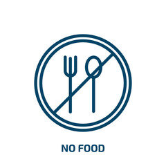Poster - no food icon from signs collection. Thin linear no food, food, drink outline icon isolated on white background. Line vector no food sign, symbol for web and mobile