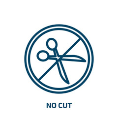 Poster - no cut icon from signs collection. Thin linear no cut, cut, shadow outline icon isolated on white background. Line vector no cut sign, symbol for web and mobile