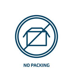 Poster - no packing icon from signs collection. Thin linear no packing, packaging, package outline icon isolated on white background. Line vector no packing sign, symbol for web and mobile