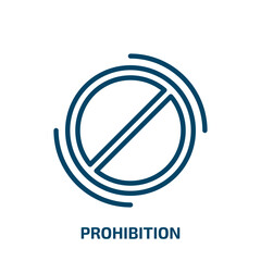 Poster - prohibition icon from signs collection. Thin linear prohibition, prohibited, no outline icon isolated on white background. Line vector prohibition sign, symbol for web and mobile