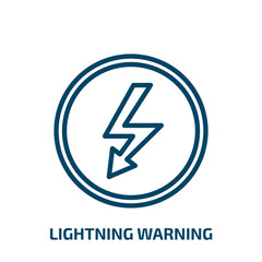 Poster - lightning warning icon from signs collection. Thin linear lightning warning, arrow, thunder outline icon isolated on white background. Line vector lightning warning sign, symbol for web and mobile