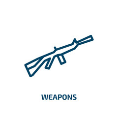 Poster - weapons icon from signs collection. Thin linear weapons, weapon, military outline icon isolated on white background. Line vector weapons sign, symbol for web and mobile