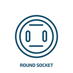 Poster - round socket icon from technology collection. Thin linear round socket, energy, electrical outline icon isolated on white background. Line vector round socket sign, symbol for web and mobile