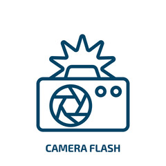 Poster - camera flash icon from technology collection. Thin linear camera flash, photographic, photography outline icon isolated on white background. Line vector camera flash sign, symbol for web and mobile