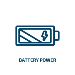 Poster - battery power icon from technology collection. Thin linear battery power, battery, power outline icon isolated on white background. Line vector battery power sign, symbol for web and mobile