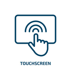 Poster - touchscreen icon from technology collection. Thin linear touchscreen, technology, hand outline icon isolated on white background. Line vector touchscreen sign, symbol for web and mobile