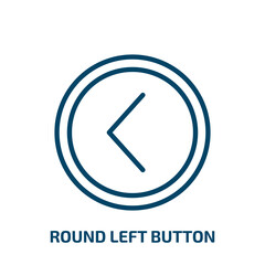 Poster - round left button icon from user interface collection. Thin linear round left button, cursor, arrow outline icon isolated on white background. Line vector round left button sign, symbol for web and