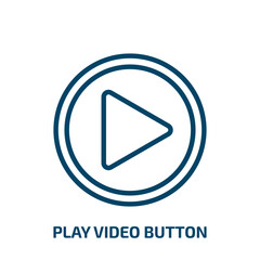 Poster - play video button icon from user interface collection. Thin linear play video button, play, internet outline icon isolated on white background. Line vector play video button sign, symbol for web and