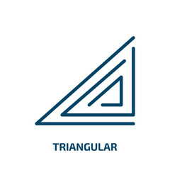 Poster - triangular icon from user interface collection. Thin linear triangular, label, stamp outline icon isolated on white background. Line vector triangular sign, symbol for web and mobile