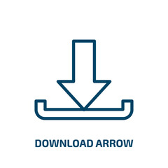 Poster - download arrow icon from user interface collection. Thin linear download arrow, arrow, download outline icon isolated on white background. Line vector download arrow sign, symbol for web and mobile