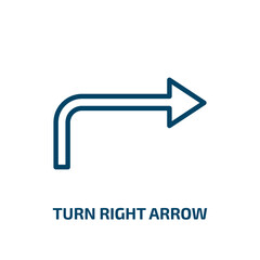 Poster - turn right arrow icon from user interface collection. Thin linear turn right arrow, arrow, turn outline icon isolated on white background. Line vector turn right arrow sign, symbol for web and mobile