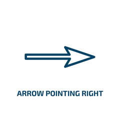 Poster - arrow pointing right icon from user interface collection. Thin linear arrow pointing right, arrow, pointer outline icon isolated on white background. Line vector arrow pointing right sign, symbol for