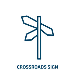 Poster - crossroads sign icon from user interface collection. Thin linear crossroads sign, road, street outline icon isolated on white background. Line vector crossroads sign sign, symbol for web and mobile