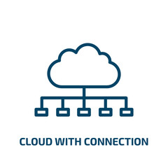 Poster - cloud with connection icon from user interface collection. Thin linear cloud with connection, data, cloud outline icon isolated on white background. Line vector cloud with connection sign, symbol for