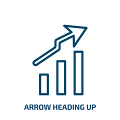 Poster - arrow heading up icon from user interface collection. Thin linear arrow heading up, arrow, up outline icon isolated on white background. Line vector arrow heading up sign, symbol for web and mobile