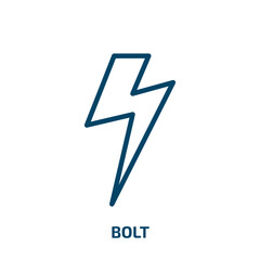 Poster - bolt icon from weather collection. Thin linear bolt, thunderbolt, thunder outline icon isolated on white background. Line vector bolt sign, symbol for web and mobile