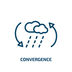 Poster - convergence icon from weather collection. Thin linear convergence, connect, contact outline icon isolated on white background. Line vector convergence sign, symbol for web and mobile