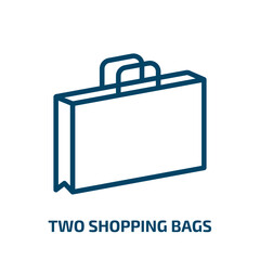 Poster - two shopping bags icon from business collection. Thin linear two shopping bags, gift, shop outline icon isolated on white background. Line vector two shopping bags sign, symbol for web and mobile