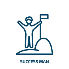 Poster - success man icon from business collection. Thin linear success man, business, people outline icon isolated on white background. Line vector success man sign, symbol for web and mobile