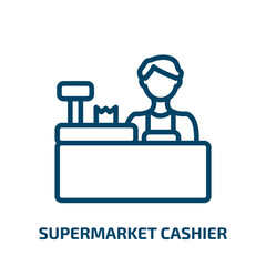 Poster - supermarket cashier icon from business collection. Thin linear supermarket cashier, buy, supermarket outline icon isolated on white background. Line vector supermarket cashier sign, symbol for web and