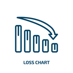 Poster - loss chart icon from business collection. Thin linear loss chart, financial, loss outline icon isolated on white background. Line vector loss chart sign, symbol for web and mobile