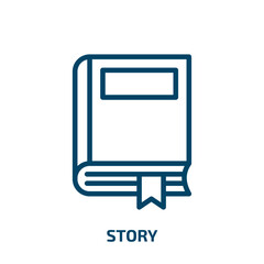 Poster - story icon from business collection. Thin linear story, business, information outline icon isolated on white background. Line vector story sign, symbol for web and mobile