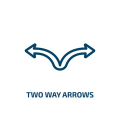 Poster - two way arrows icon from business collection. Thin linear two way arrows, arrow, left outline icon isolated on white background. Line vector two way arrows sign, symbol for web and mobile