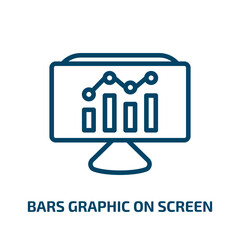 Poster - bars graphic on screen icon from business and analytics collection. Thin linear bars graphic on screen, screen, bar outline icon isolated on white background. Line vector bars graphic on screen sign,