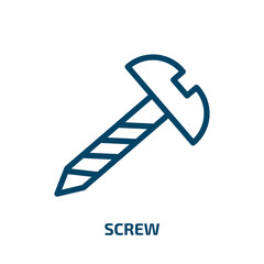 Poster - screw icon from construction tools collection. Thin linear screw, wrench, repair outline icon isolated on white background. Line vector screw sign, symbol for web and mobile