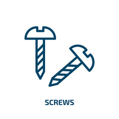 Poster - screws icon from construction tools collection. Thin linear screws, wrench, repair outline icon isolated on white background. Line vector screws sign, symbol for web and mobile