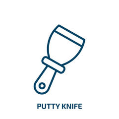 Poster - putty knife icon from construction tools collection. Thin linear putty knife, construction, work outline icon isolated on white background. Line vector putty knife sign, symbol for web and mobile