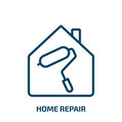 Poster - home repair icon from construction tools collection. Thin linear home repair, repair, construction outline icon isolated on white background. Line vector home repair sign, symbol for web and mobile