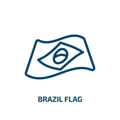 Wall Mural - brazil flag icon from culture collection. Thin linear brazil flag, country, brazil outline icon isolated on white background. Line vector brazil flag sign, symbol for web and mobile
