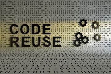 CODE REUSE concept text sunlight 3D illustration