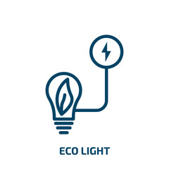 Poster - eco light icon from ecology collection. Thin linear eco light, eco, idea outline icon isolated on white background. Line vector eco light sign, symbol for web and mobile