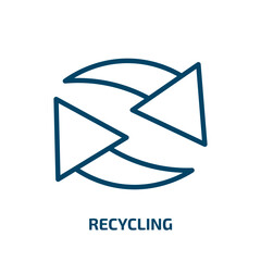Poster - recycling symbol icon from ecology collection. Thin linear recycling symbol, recycling, arrow outline icon isolated on white background. Line vector recycling symbol sign, symbol for web and mobile