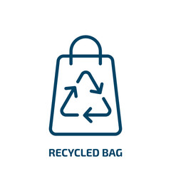 Poster - recycled bag icon from ecology collection. Thin linear recycled bag, bag, package outline icon isolated on white background. Line vector recycled bag sign, symbol for web and mobile