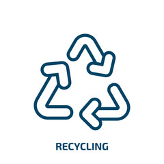 Poster - recycling icon from ecology collection. Thin linear recycling, nature, energy outline icon isolated on white background. Line vector recycling sign, symbol for web and mobile