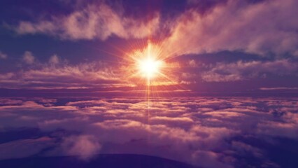 Wall Mural - fly over sunset clouds